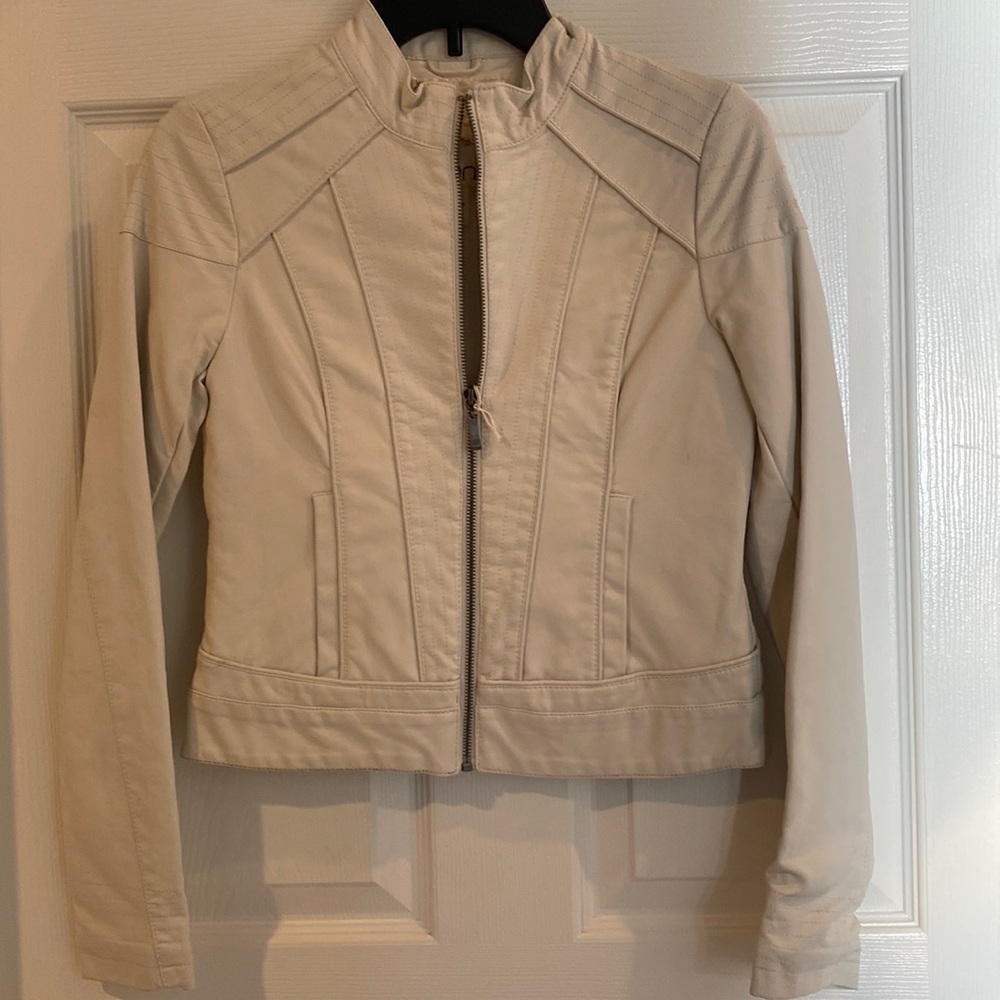 Arden B white faux leather jacket